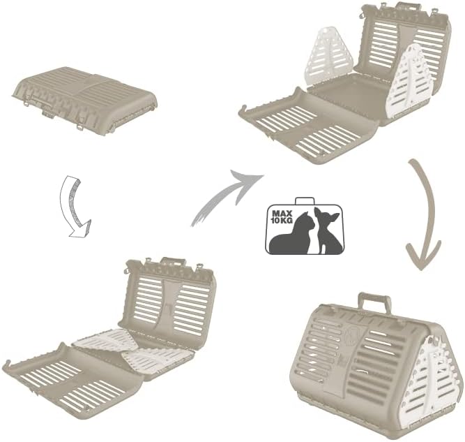 Rotho Toby Faltbare Transportbox für Katzen, kleine Hunde und Kleintiere, Kunststoff (PP) BPA-frei,