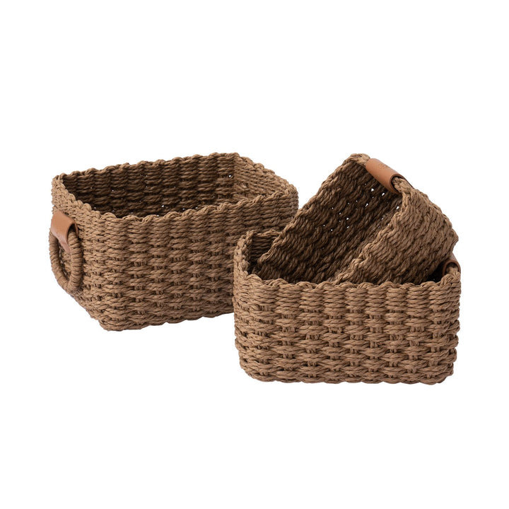 La Jolíe Muse Aufbewahrungskörbe, 3er Set aus gewebtem recyclebarem Papierseil, Aufbewahrungsboxen f