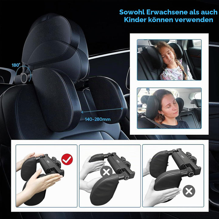 Aipwerer Kopfstütze Auto, Weichem Gedächtnisschaum,Einziehbare Abnehmbare Nackenstütze Autositz Seit