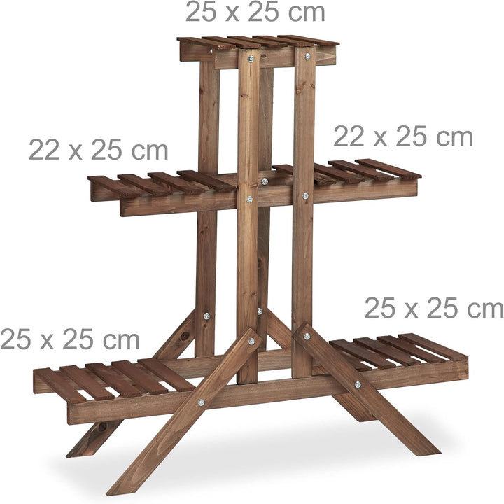 Relaxdays 2X Pflanzentreppe im Set, Blumentreppe, Blumenregal, Pflanzenregal, Etagere, Blumenständer