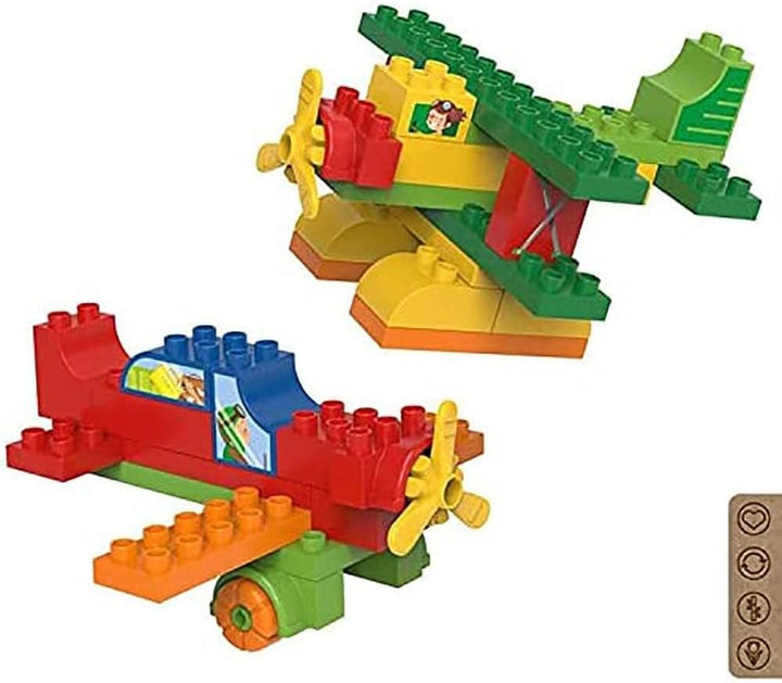 BIOBUDDI Fahrzeuge | Flugzeuge & Doppeldecker mit Propeller, 38 Teile, 100% kompatibel mit Lego & du