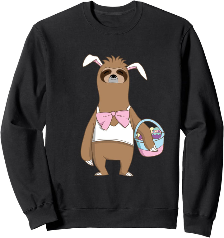 Lazy Bunny Sloth Eggcited Faultier mit Hasen Ohren Osterhase Sweatshirt
