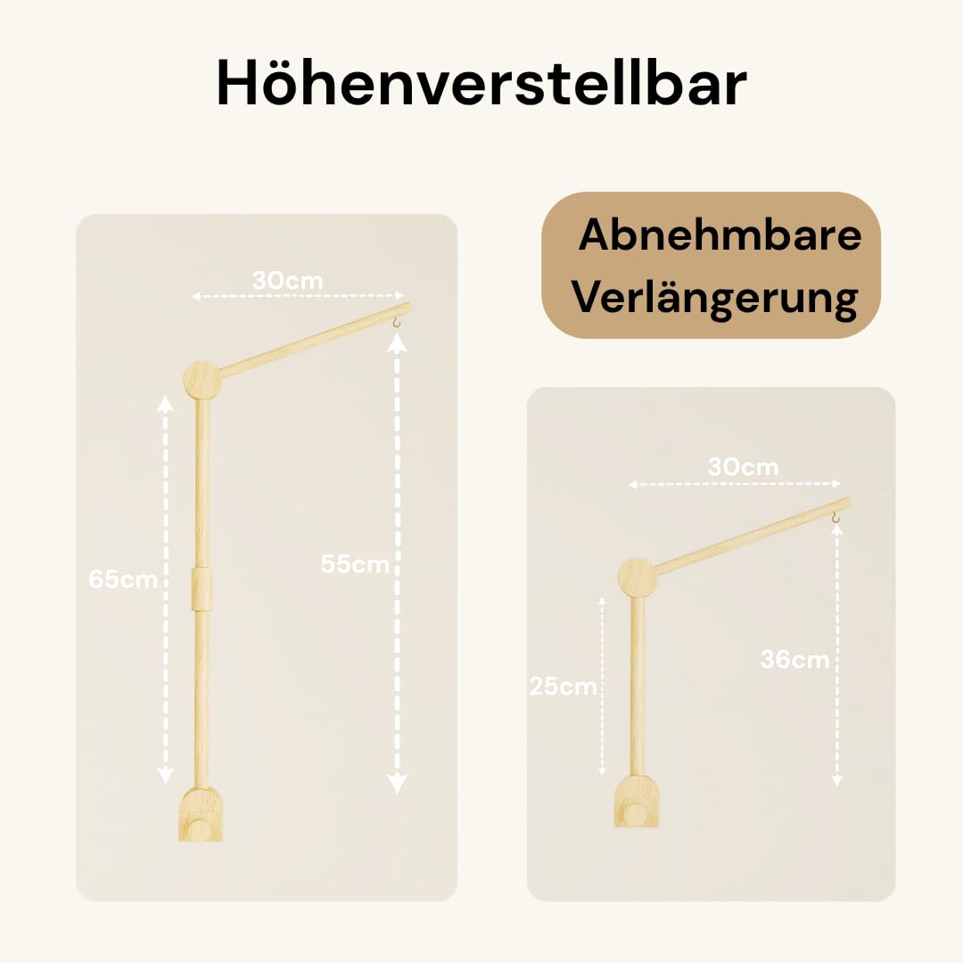 Lanttoe Baby Mobile Halterung Holz für Babybett Kinderbett Mobile Halterung Pro mit DIY-Zubehör, Mob