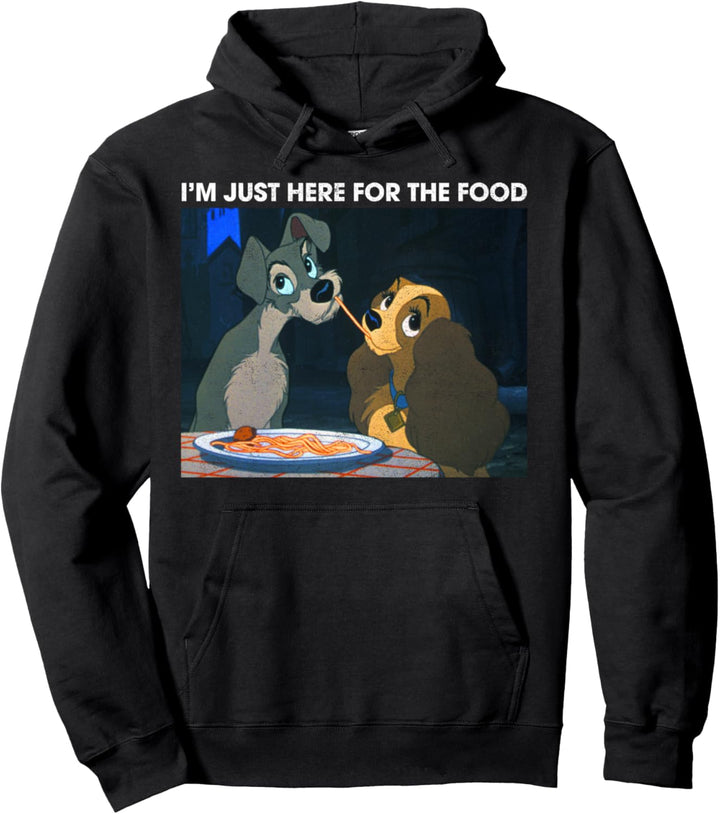 Disney Lady And The Tramp I'm Just Here For The Food Meme Pullover Hoodie