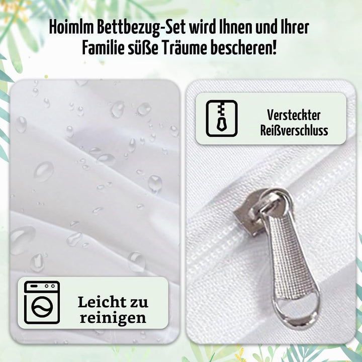 Hoimlm Einhorn Bettwäsche,Kinder Bettwäsche Set mit Bettbezug and 2 Kissenbezug,Cartoon Einhorn mikr