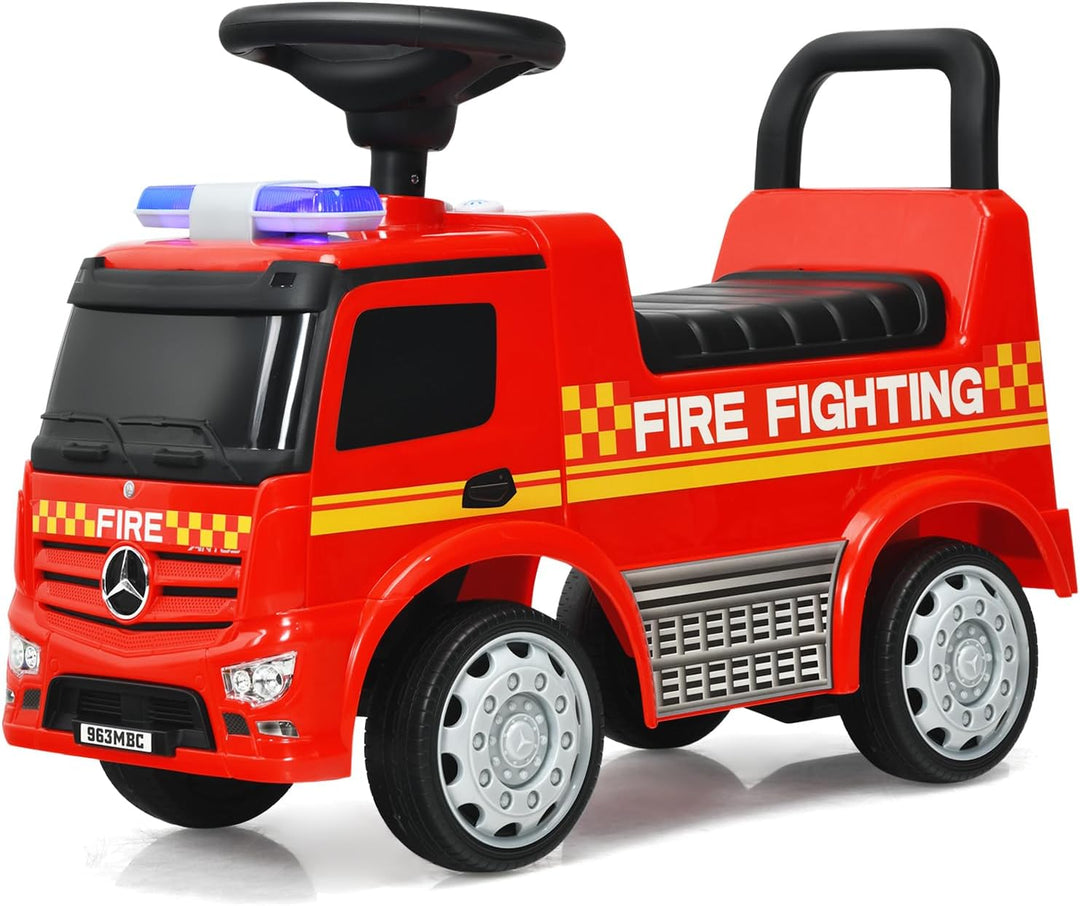 SOARS Mercedes-Benz Rutschauto, Feuerwehrauto mit Warnleuchte, Hupe & Musik, Rutschfahrzeug mit vers