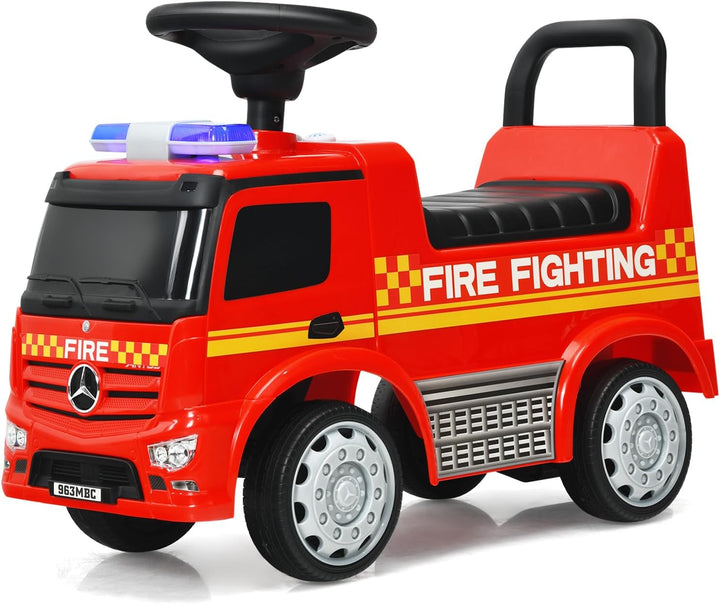 SOARS Mercedes-Benz Rutschauto, Feuerwehrauto mit Warnleuchte, Hupe & Musik, Rutschfahrzeug mit vers