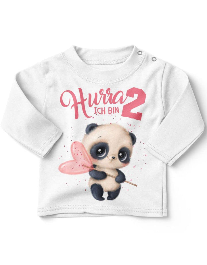 miKalino Baby/Kinder Longsleeve mit Spruch Ich Bin Zwei 2 süsser Waschbär Langarm Shirt für Mädchen