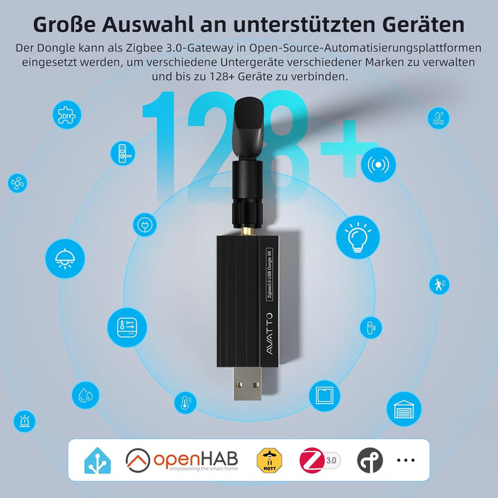 AVATTO Zigbee 3.0 USB Dongle Plus Gateway für Home Assistant | CC2652P/CP2102N | ZHA/Zigbee2MQTT | s