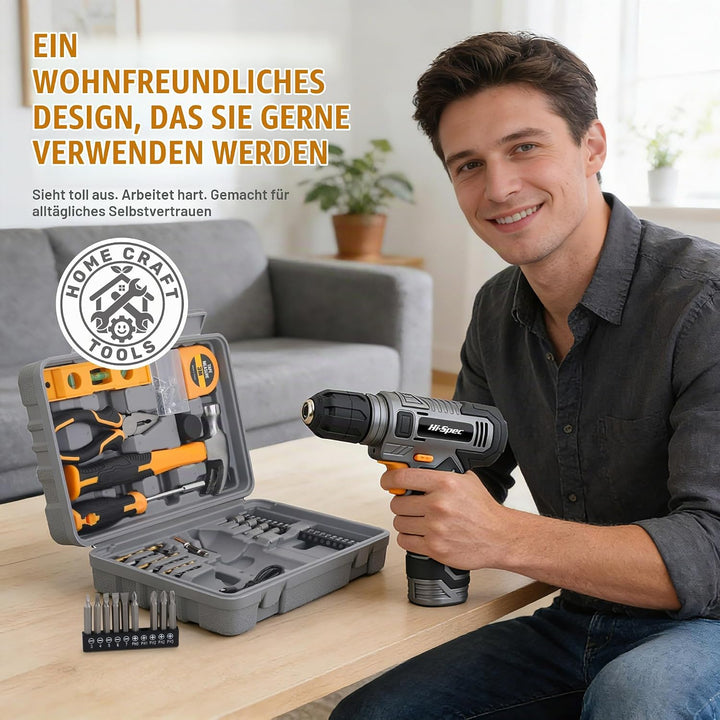 Hi-Spec 8V USB Akku-Bohrschrauber- und Starter-Heimwerkerset. Kabelloser &amp; wiederaufladbarer Elektro