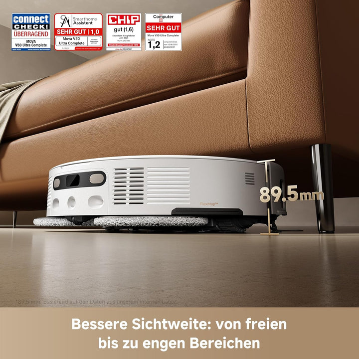 Mova V50 Ultra Complete Saugroboter mit Wischfunktion, Einer Saugkraft von 24.000 Pa, anhebbare Navi