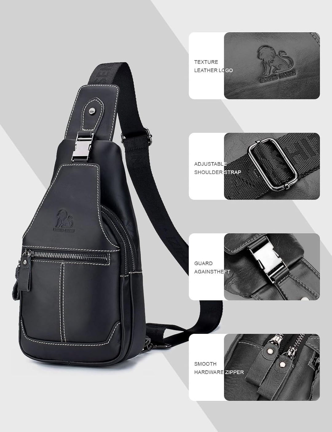 Herren-Brusttasche Umhängetasche aus Echtem Leder Sport und Freizeit im Freien Multifunktionale Vint