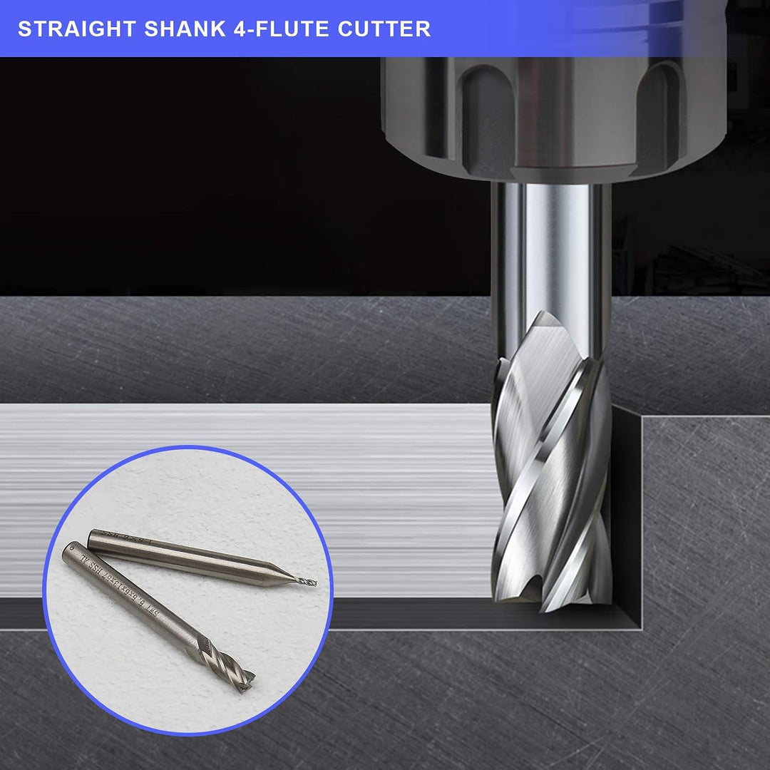 OTOTEC Schaftfräser mit geradem Schaft, HSS, 4 Rillen, 1,5 bis 6 mm Durchmesser, 6 mm Griff für Holz