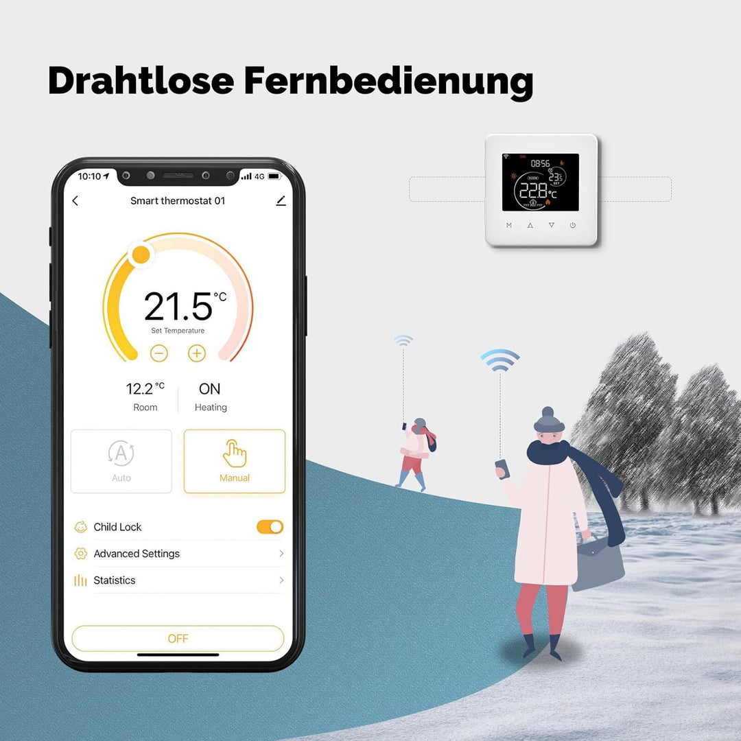 MOES Smart Thermostat Fussbodenheizung Elektrisch, Raumthermostat Fussbodenheizung WLAN Programmierb