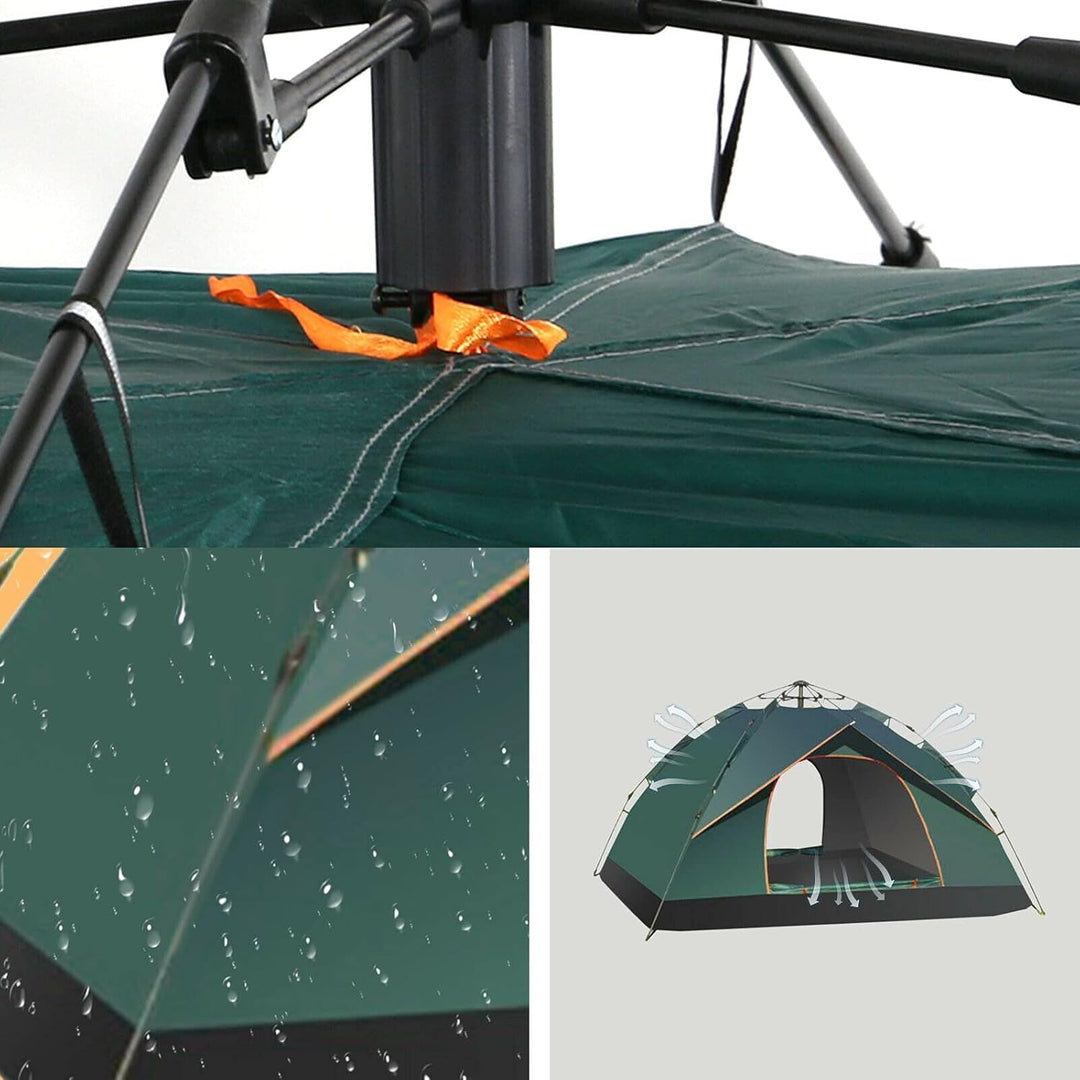 Camping Zelt 2-3 Mann Pop Up Zelte 4 Jahreszeiten Wasserdicht &amp; Winddicht Grün, Grün