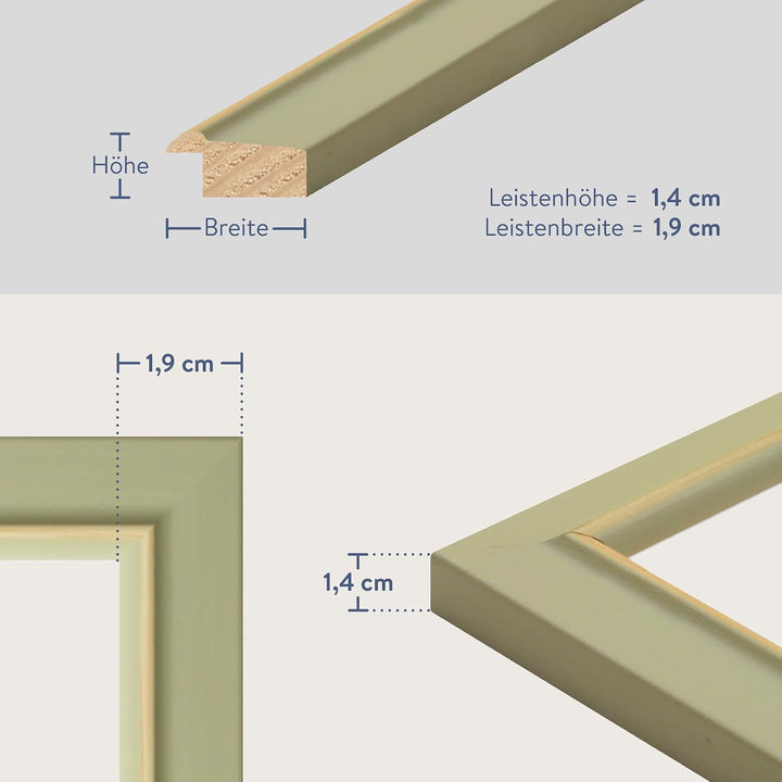 WANDStyle Bilderrahmen Hellgrün 10x15 cm aus Holz im Landhaus-Stil mit Aufsteller und Aufhänger, Fot