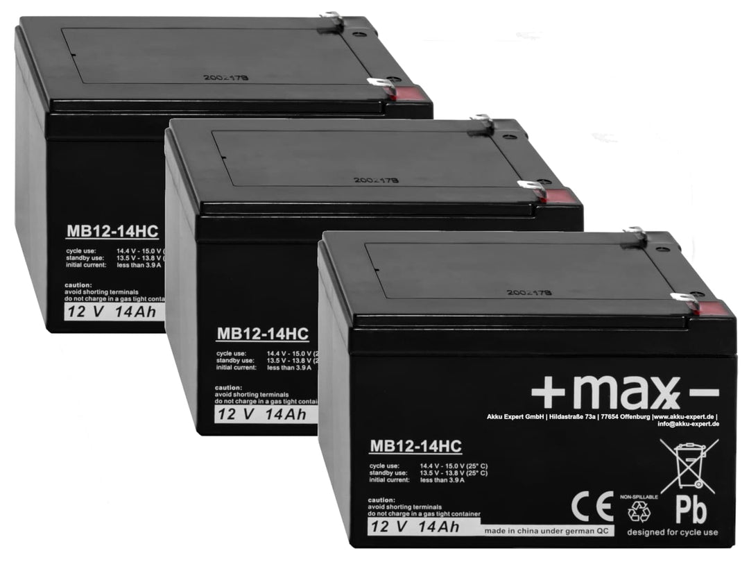 Mach1 Modell-2 EEC-36V/500W kompatibler 36V Scooter Akku 3X 12V 14Ah Pb AGM