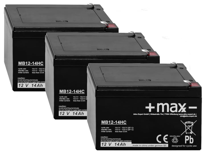 Mach1 Modell-2 EEC-36V/500W kompatibler 36V Scooter Akku 3X 12V 14Ah Pb AGM