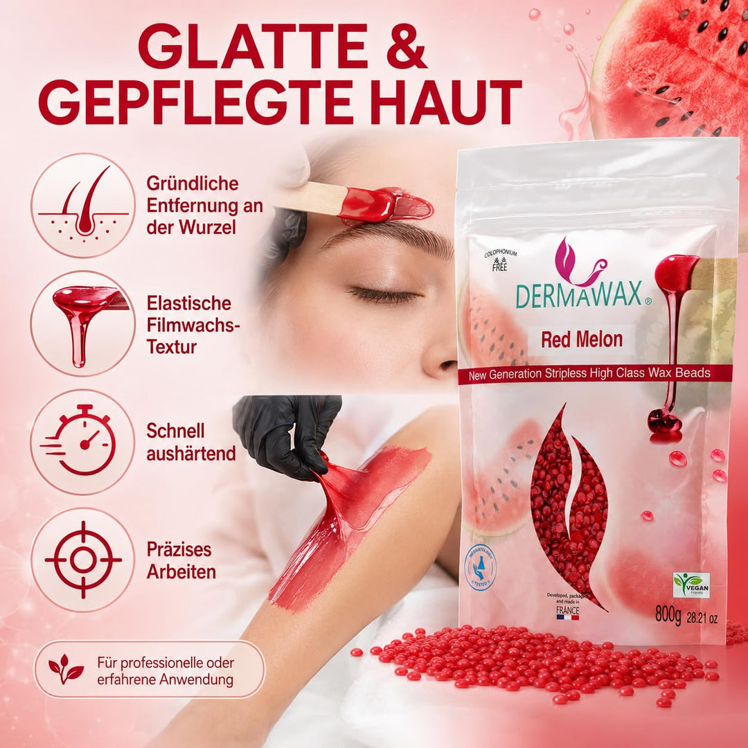 800 Gramm Dermawax Red Melon Hypoallergen Waxing Perlen zur Haarentfernung Augenbrauen Gesicht Intim