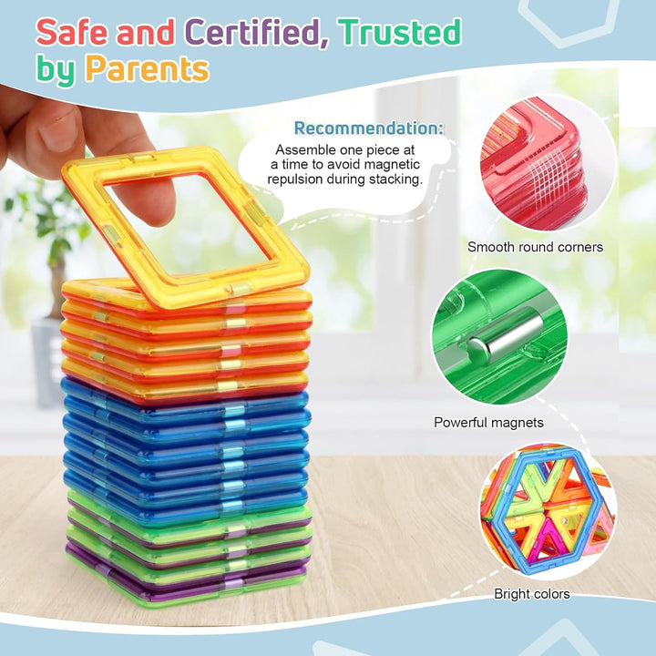 mysoler Magnetische Bausteine 123 Teile Magnetbausteine Magnete Kinder Magnetspielzeug für Kinder ab