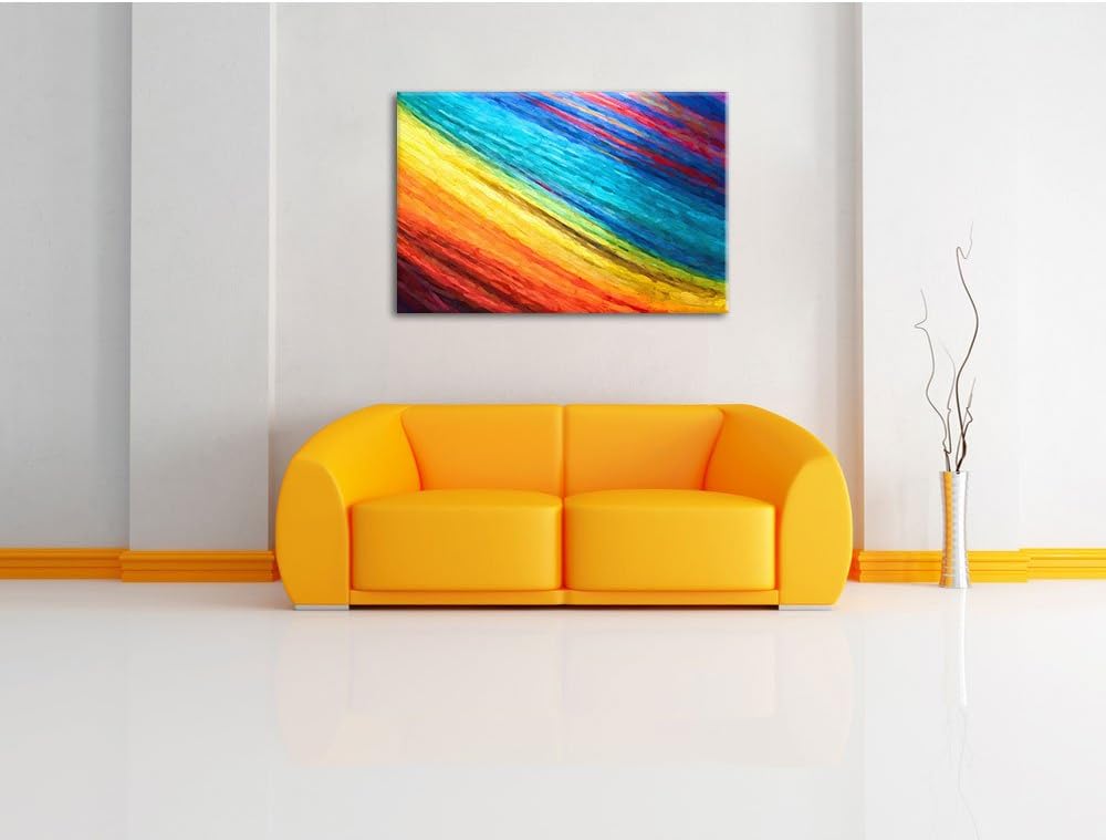 Pixxprint Bunte Streifen als Leinwandbild/Grösse: 100x70 cm/Wandbild/Kunstdruck/fertig bespannt, 100