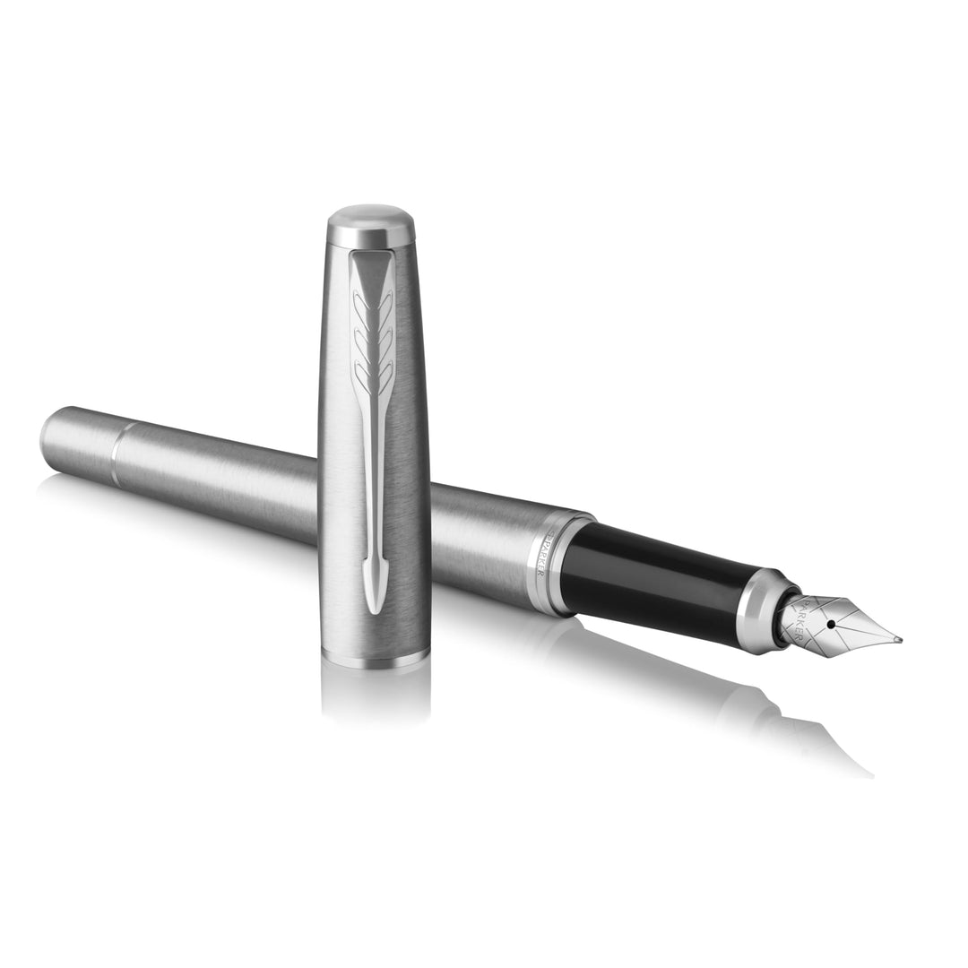 Parker Urban Füller | Metro Metallic | Füllfederhalter mit mittlerer Feder und blauer Tinte | Gesche
