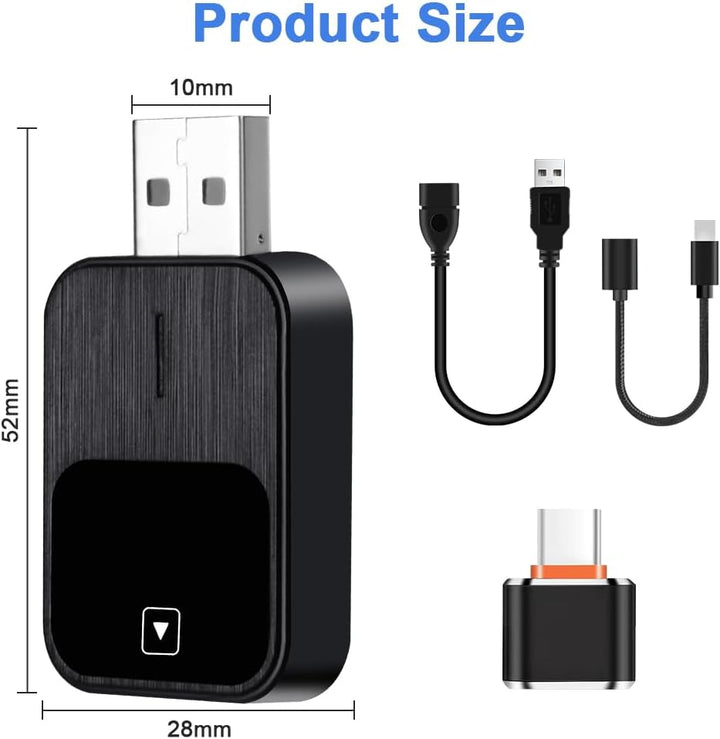 Flintronic CarPlay Adapter Kabellos CarPlay Dongle mit USB und USB-C Verlängerungskabel, kompatibel