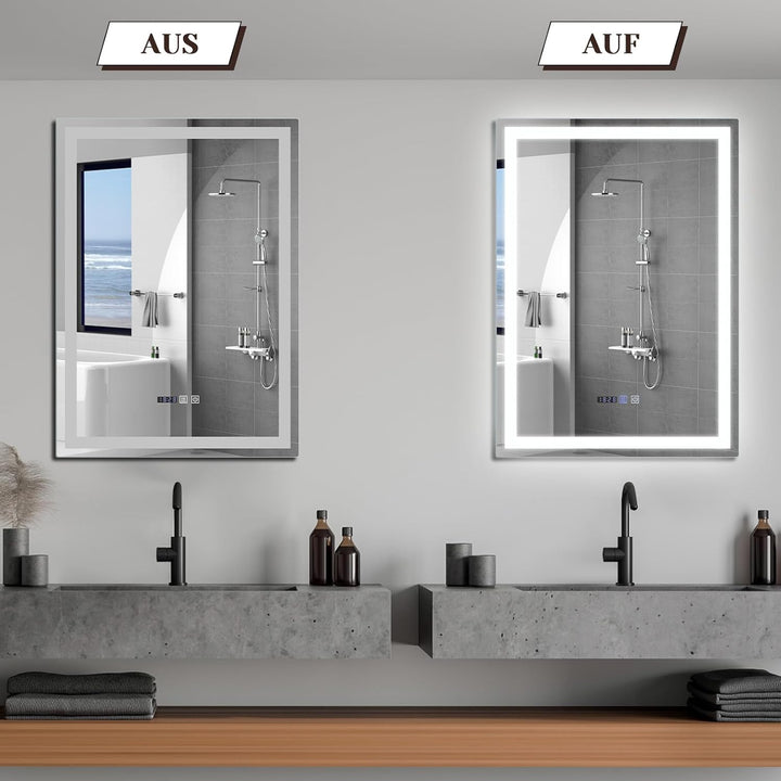 Badezimmer Spiegel Badspiegel mit Beleuchtung - LED Badezimmerspiegel 60x80 cm Wandspiegel Bad IP44