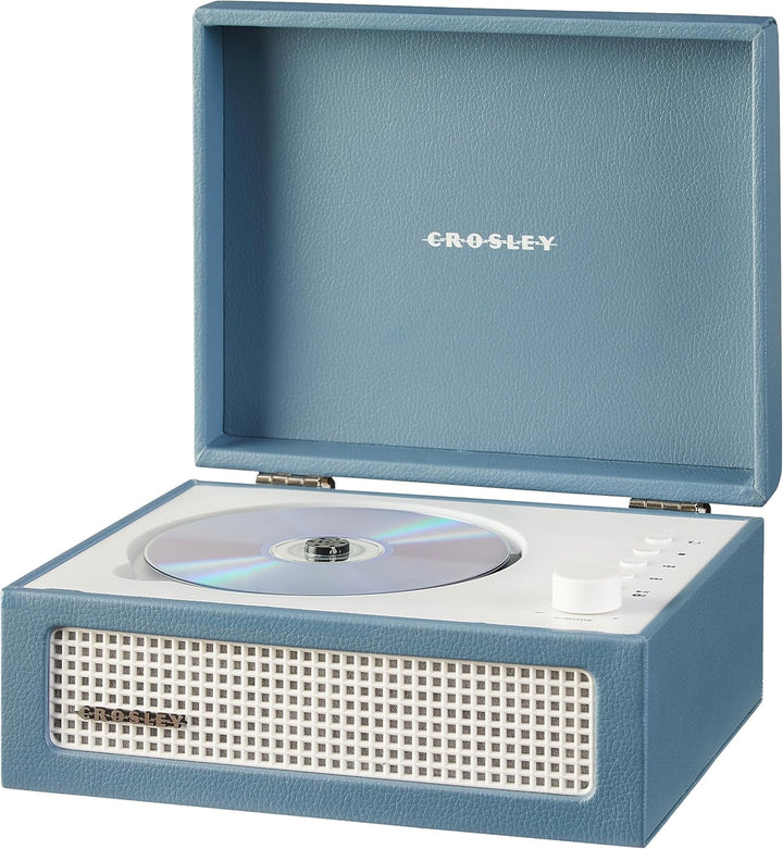 Crosley CR3517A-WB Voyager Retro tragbarer CD-Player mit Stereo-Bluetooth-Lautsprechern und FM-Radio