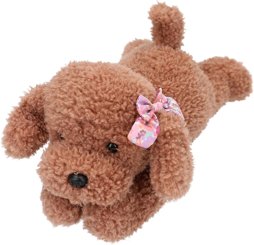 Depesche 13173 TOPModel Floral - Kuscheltier Hund mit gelocktem Fell in Braun, ca. 24 cm grosses Plü