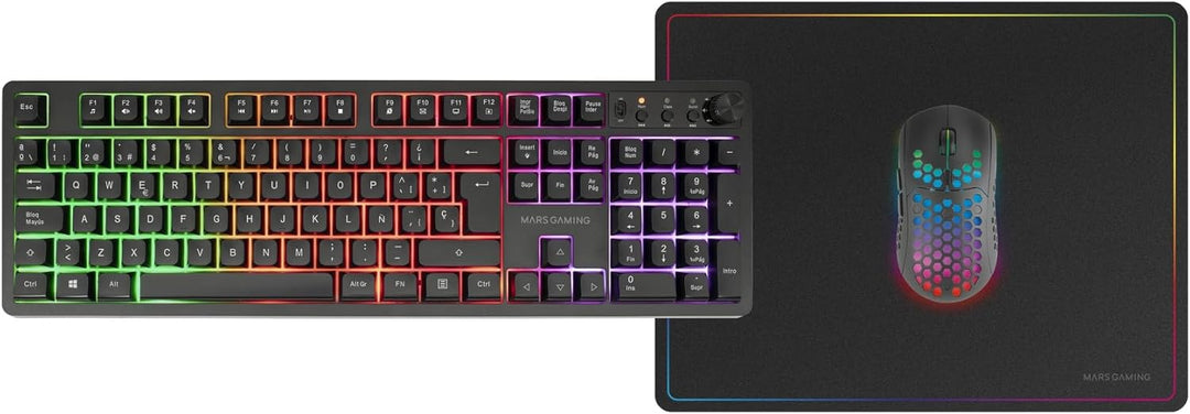 Mars Gaming MCPWX, Spanisch, Kabelloses Gaming-Combo, DualPro Link 2.4GPRO-Technologie, Vollformat-F