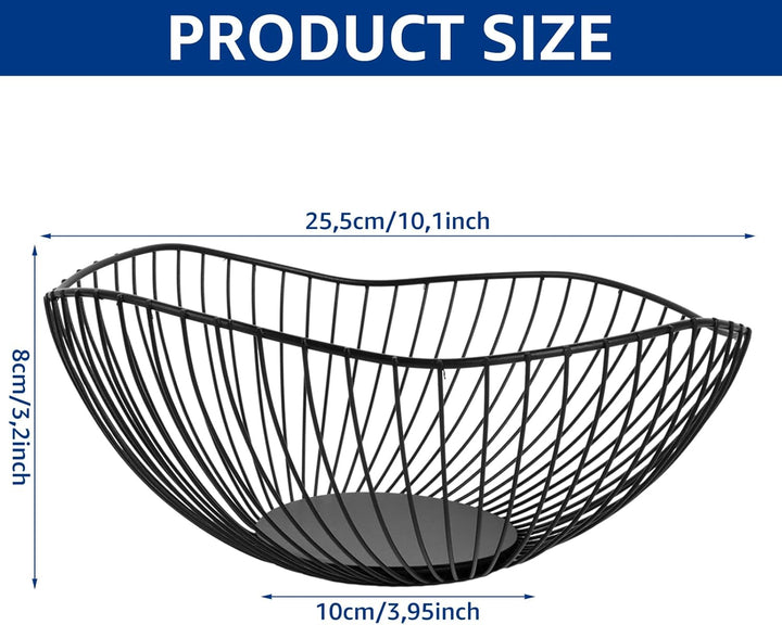 3 Stück Obstschale Schwarz, 25,5x8cm Obstschalen Metall, Obstschale Modern, Fruit Bowl Basket, Obstk