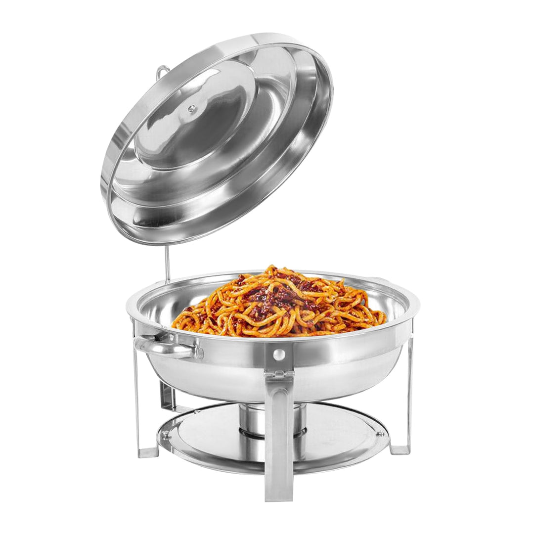 7.5L Edelstahl Rund Chafing Dish, Speisenwärmer Profi Set, Warmhaltebehälter, mit Brennstoffpastenbe