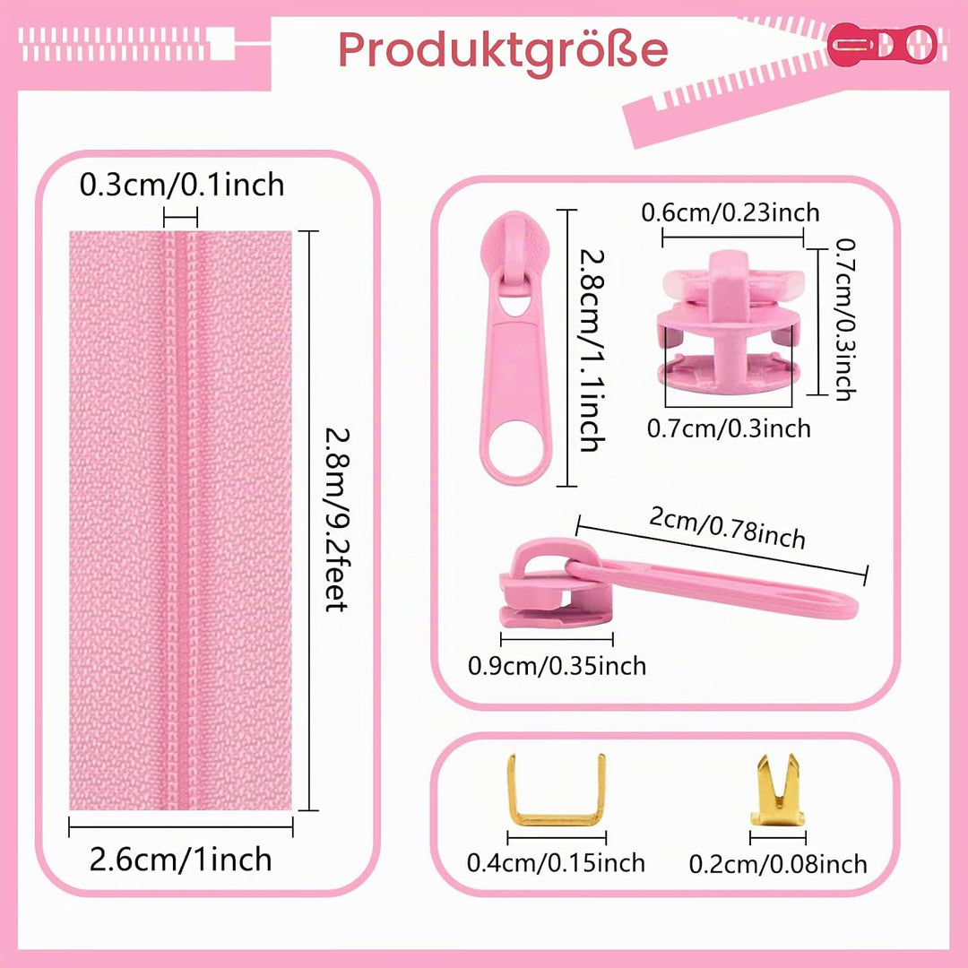 DOITEM 39,2 mm Reissverschlüsse Nylon Endlos Reissverschluss Set mit Schieber und Reissverschluss zu