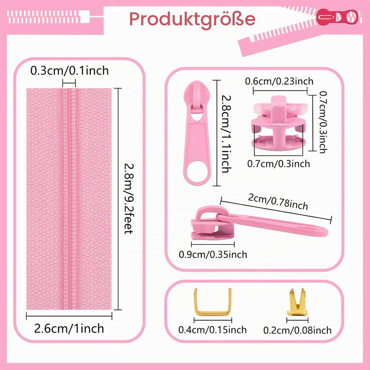 DOITEM 39,2 mm Reissverschlüsse Nylon Endlos Reissverschluss Set mit Schieber und Reissverschluss zu