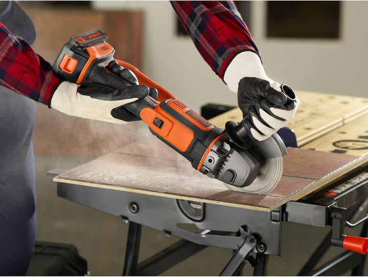 Black+Decker BCG720N Winkelschleifer (18V, 125mm Scheiben-ø, Sanftanlauf, für Trenn, Schleif- & Schr