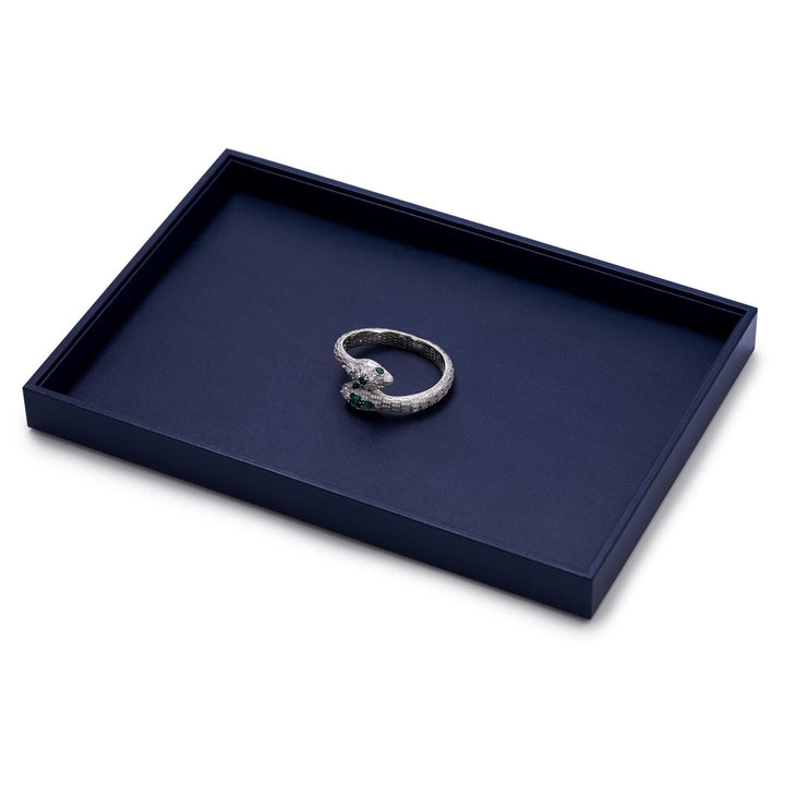 Oirlv Blau PU Leder Schmucktabletts Flat Tabletts Ring Halskette Uhr Organizer Display Tabletts(35X2