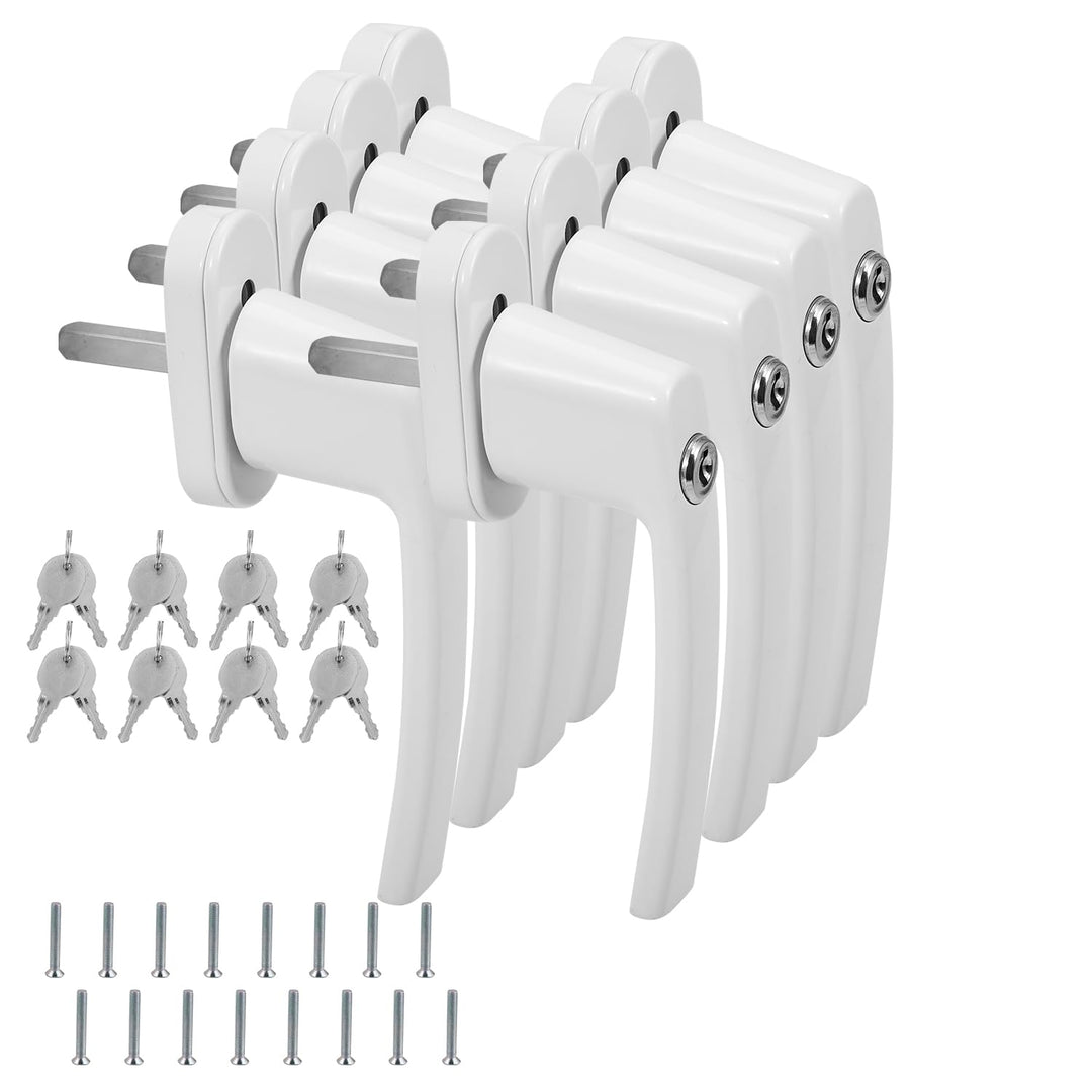 Eulenke Abschliessbarer Sicherheitsfenstergriff - 8er Set Weiss inkl. 16 Schlüssel und Schrauben - K
