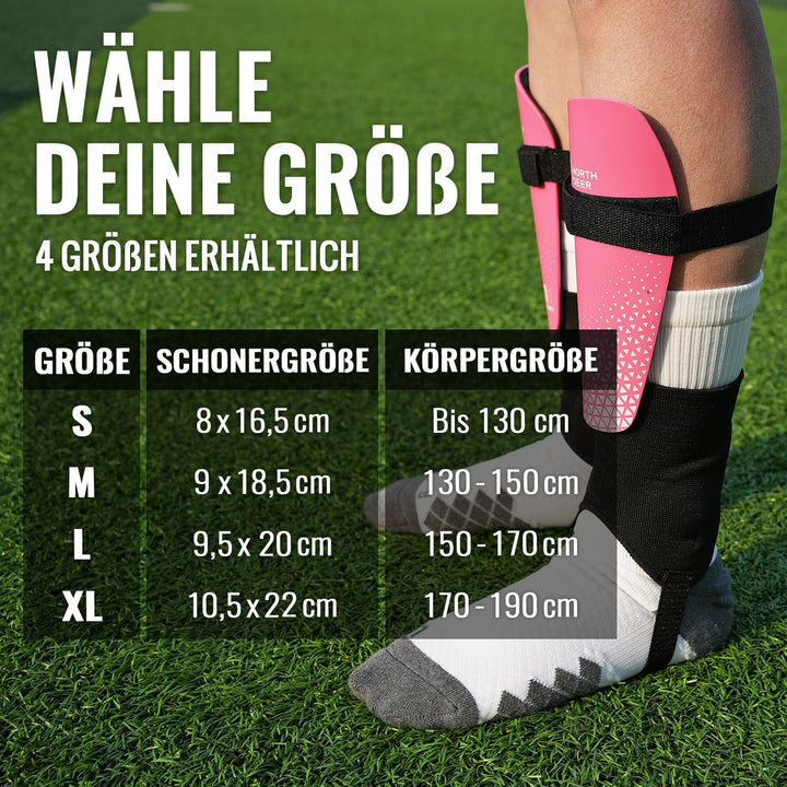 Northdeer Schienbeinschoner Kinder Fussball - Klettverschluss Kratzt Nicht auf der Haut & Frei Verst