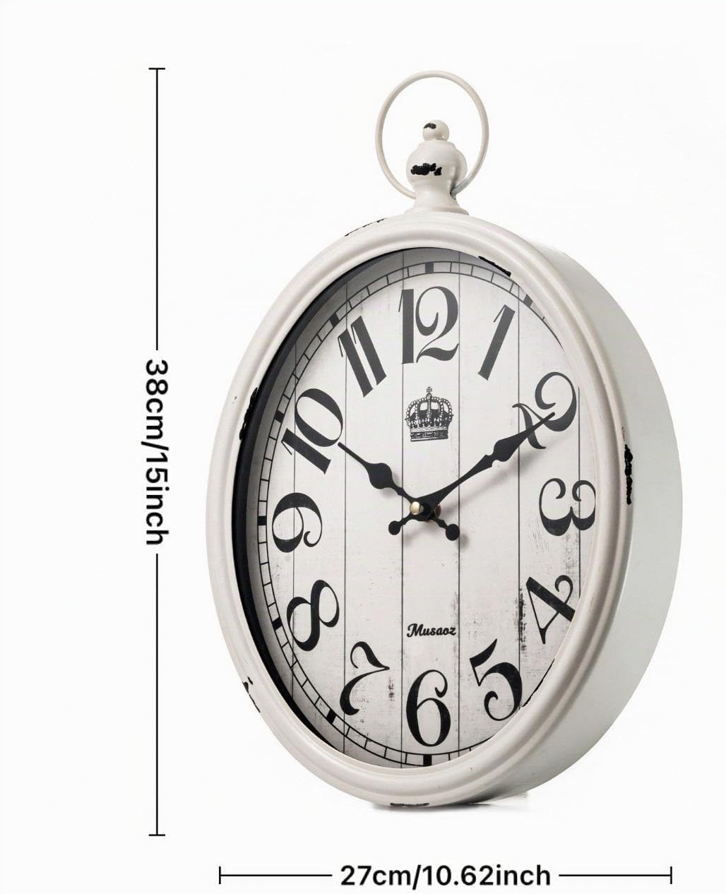 Musaoz Ovale, grosse Wanduhr, lautlos, nicht tickend, Metall, batteriebetrieben, Retro-Wanduhr, anti
