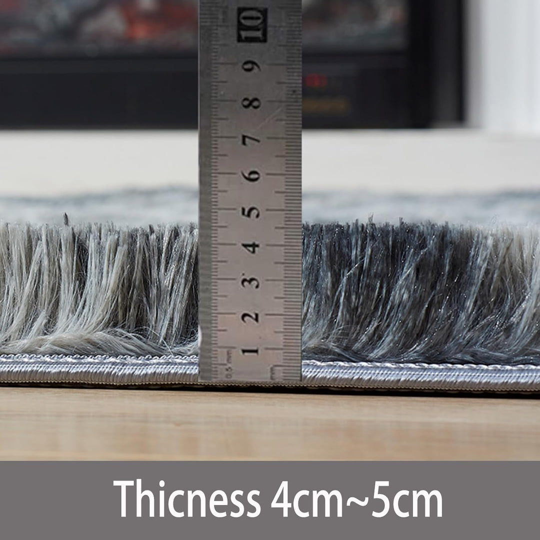 Achiiso Flauschiger Teppich Grau Hochflor Teppich Flauschig Faux Schaffell Teppich Weicher Teppich S