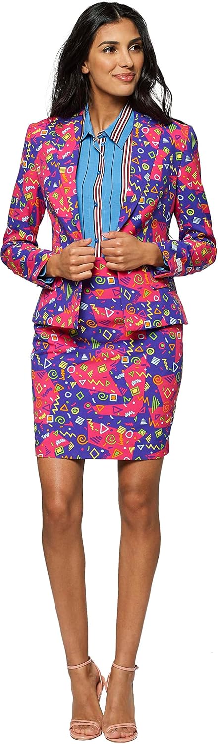 OppoSuits - Verrückter Anzug mit lustigen Prints für Damen - Komplettes Set: Jacke und Rock 42-46 Th