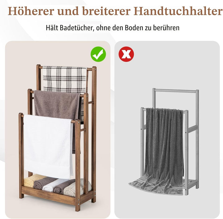 GIANTEX Handtuchständer, Handtuchhalter Stehend mit Stangen, Badetuchhalter ohne Bohren, 45 x 22 x 8