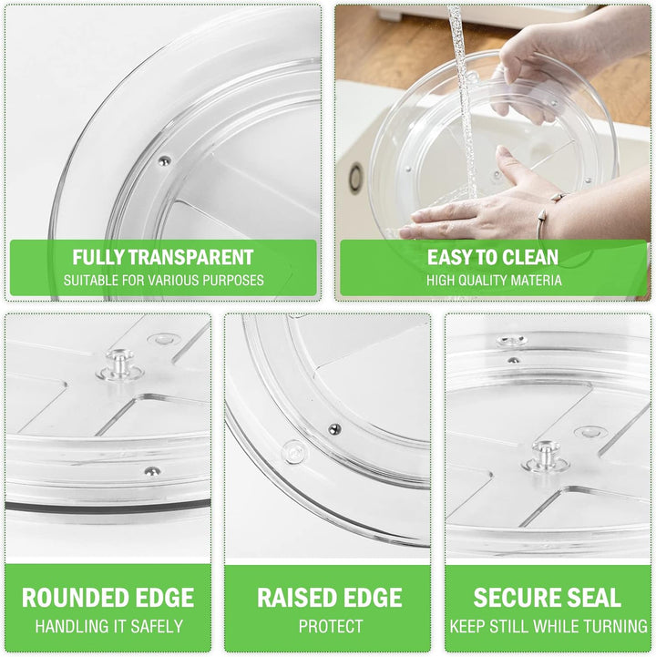 Kühlschrank Drehteller, 2 Stück Lazy Susan Drehteller Kühlschrank Organizer, Durchsichtig Drehteller
