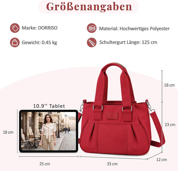 DORRISO Umhängetasche Damen Handtasche Reise Schultertasche Leicht Umhängetaschen Arbeit Täglich Url