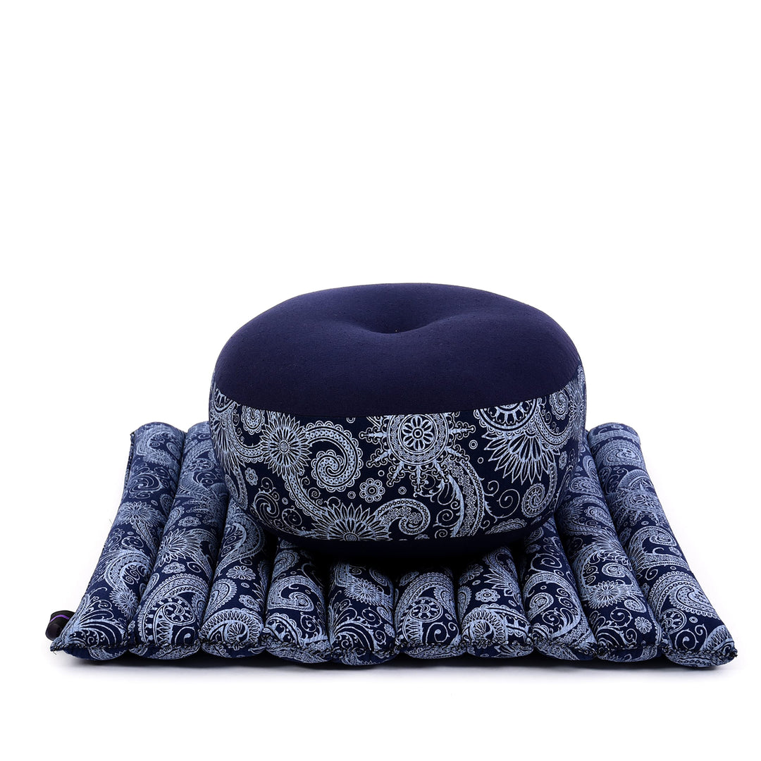 Leewadee Meditationsset Yogaset aus Meditationskissen Zafu und Kleiner rollbarer Sitzmatte Zabuton Ö