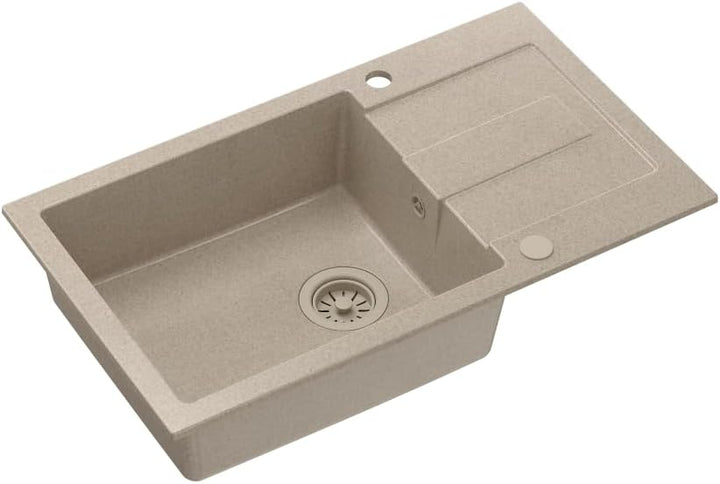 QUADRON Spülbecken Beige | Grösse 78 x 45 x 18,5 cm | Granit Granitspüle CHRISTIAN 136 XL Einzelbeck