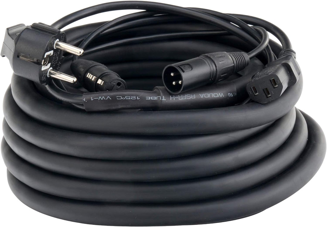 Pronomic Stage EUIECX-6 Hybridkabel Schukostecker auf Kaltgerätebuchse, XLR/XLR 6m (ideal zur Verkab