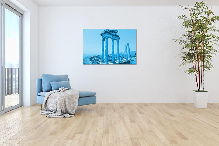 deyoli antike griechische Ruine Format 100x70 Effekt: Monocrome Blau als Leinwandbild, Motiv fertig