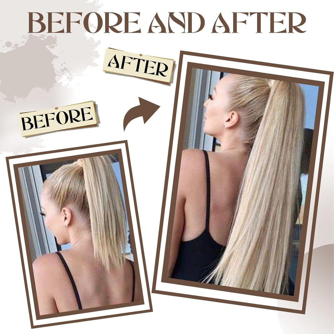 Hetto Blond Ponytail Extensions Echthaar Remy Zopf Echthaar Extensions Platinblond Pferdeschwanz Haa